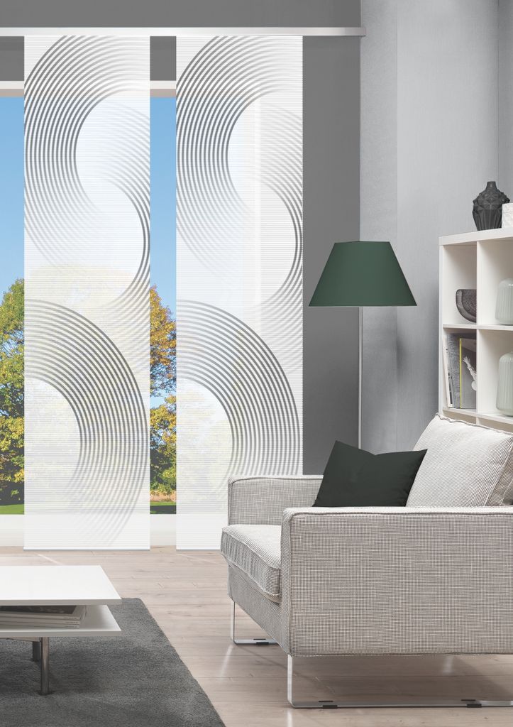 BEXON Schiebegardine, Halbkreismotiv, halbtransparent, 260x60 cm