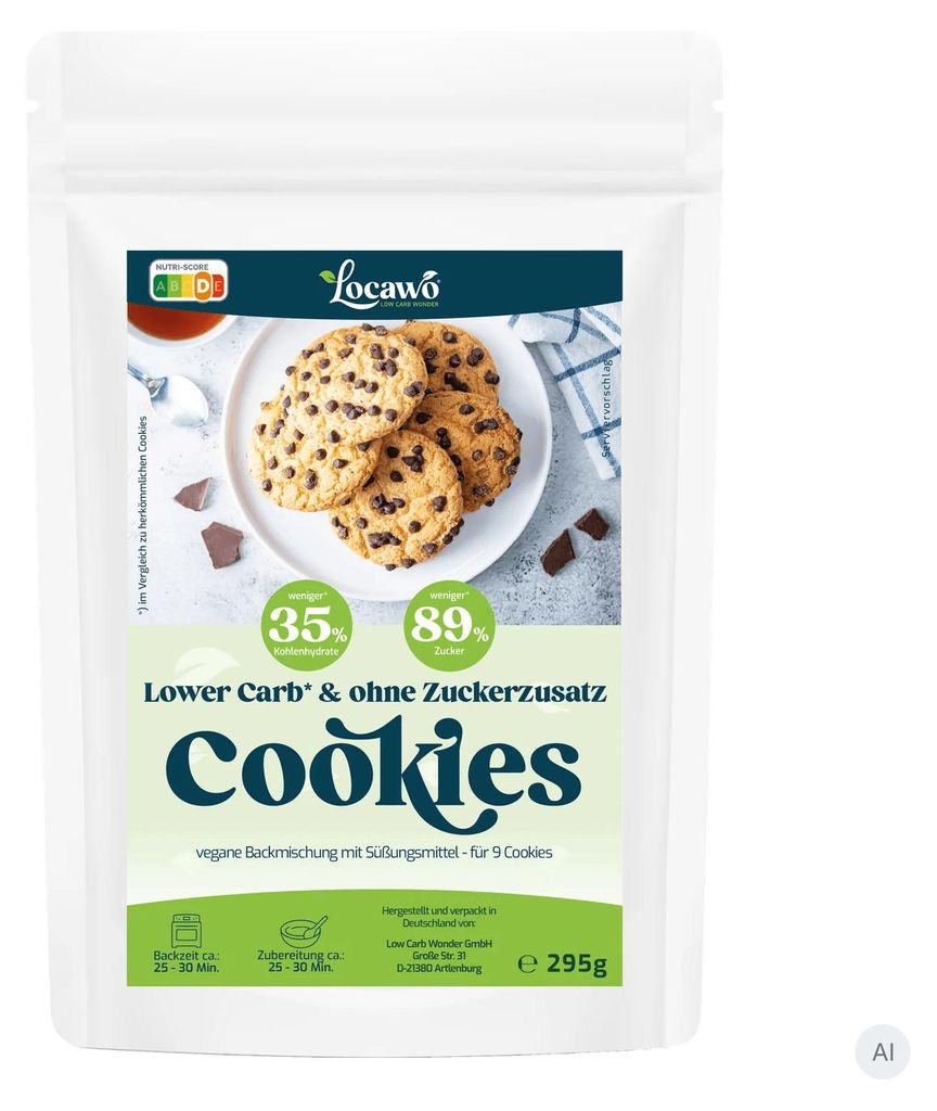 Locawo Low Carb Cookies | Kekse | Zuckerfrei | Backmischung Produktbild 