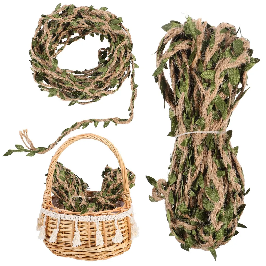 Ficelle de Jute 20m avec Feuilles pour Loisirs Créatifs et Mariage