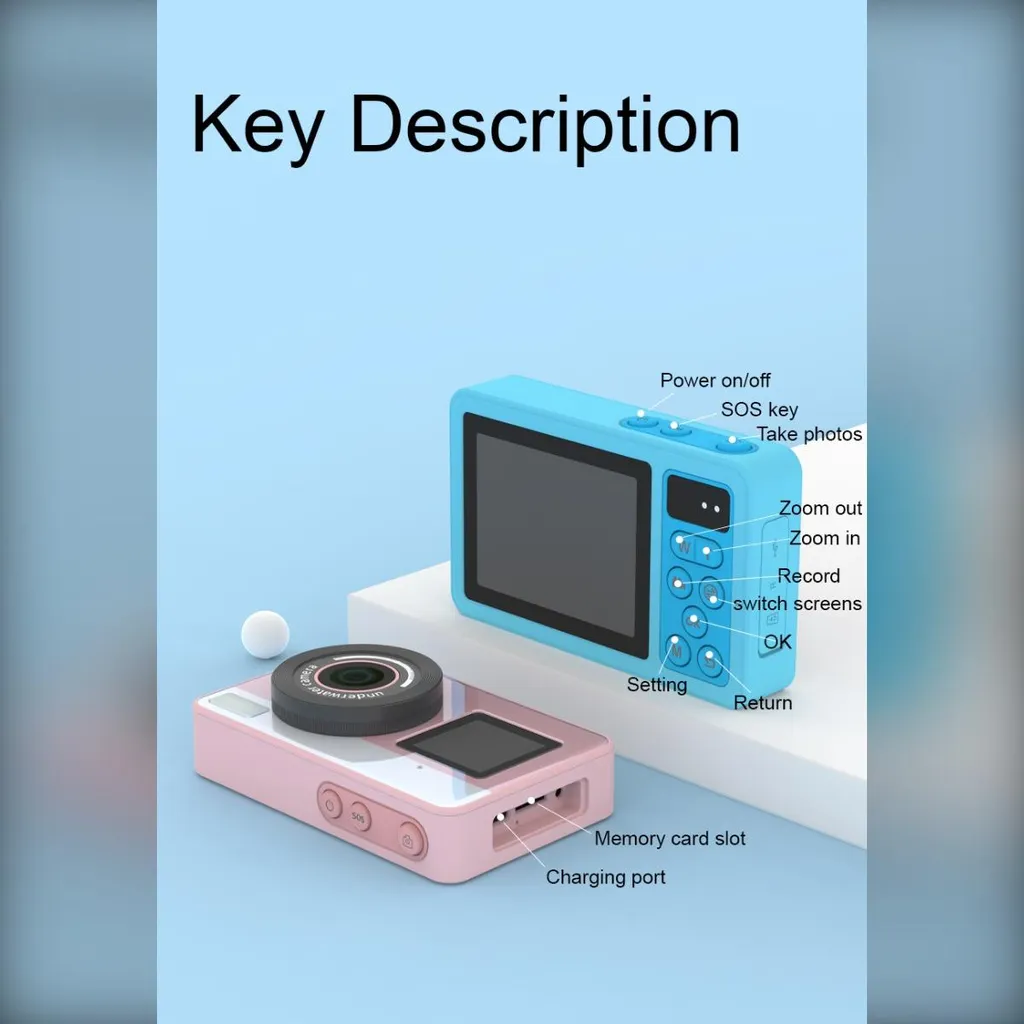 Caméra de plage étanche avec double écran LCD et format compact bleu INF - 3