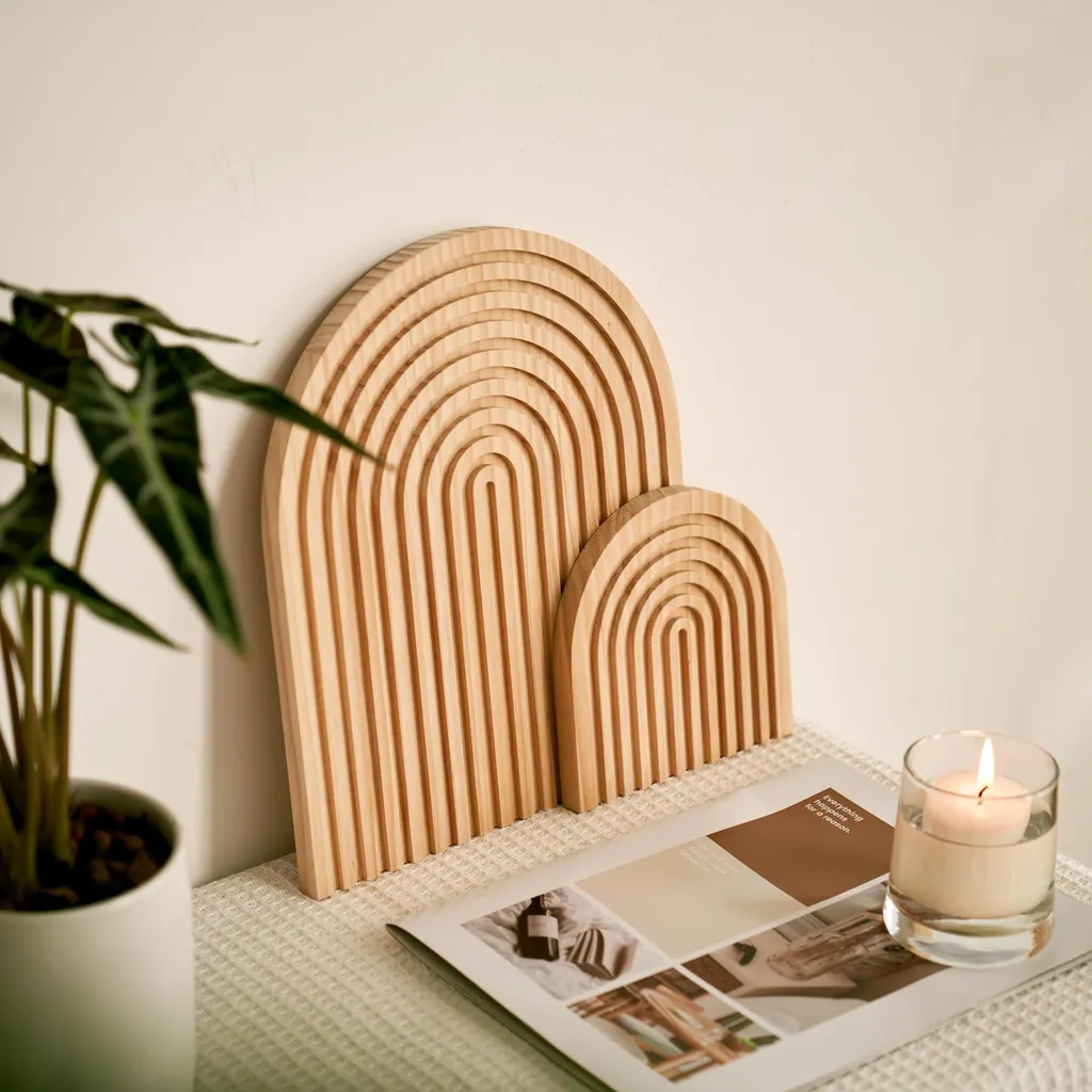 Étagère pour photos et décoration de buffet en bois naturel, lot de 2