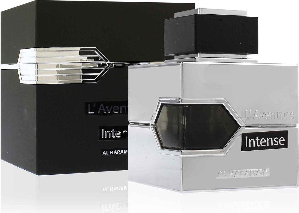 A perfume bottle and its box are displayed on a white background.