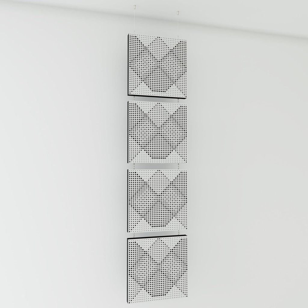 4er-Pack—Dekorative Akustik-Hängepaneele |200x50cm | Hängende Raumteiler | Modulare schallabsorbierende Paneele |WILDS | Weiß