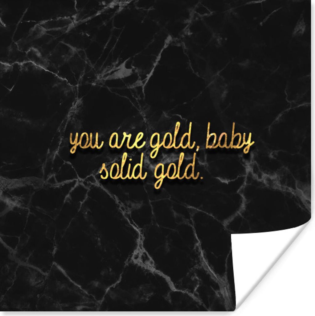 MuchoWow Poster Zitate - Gold - Marmor - Schwarz 75x75 cm - Wand Dekoration