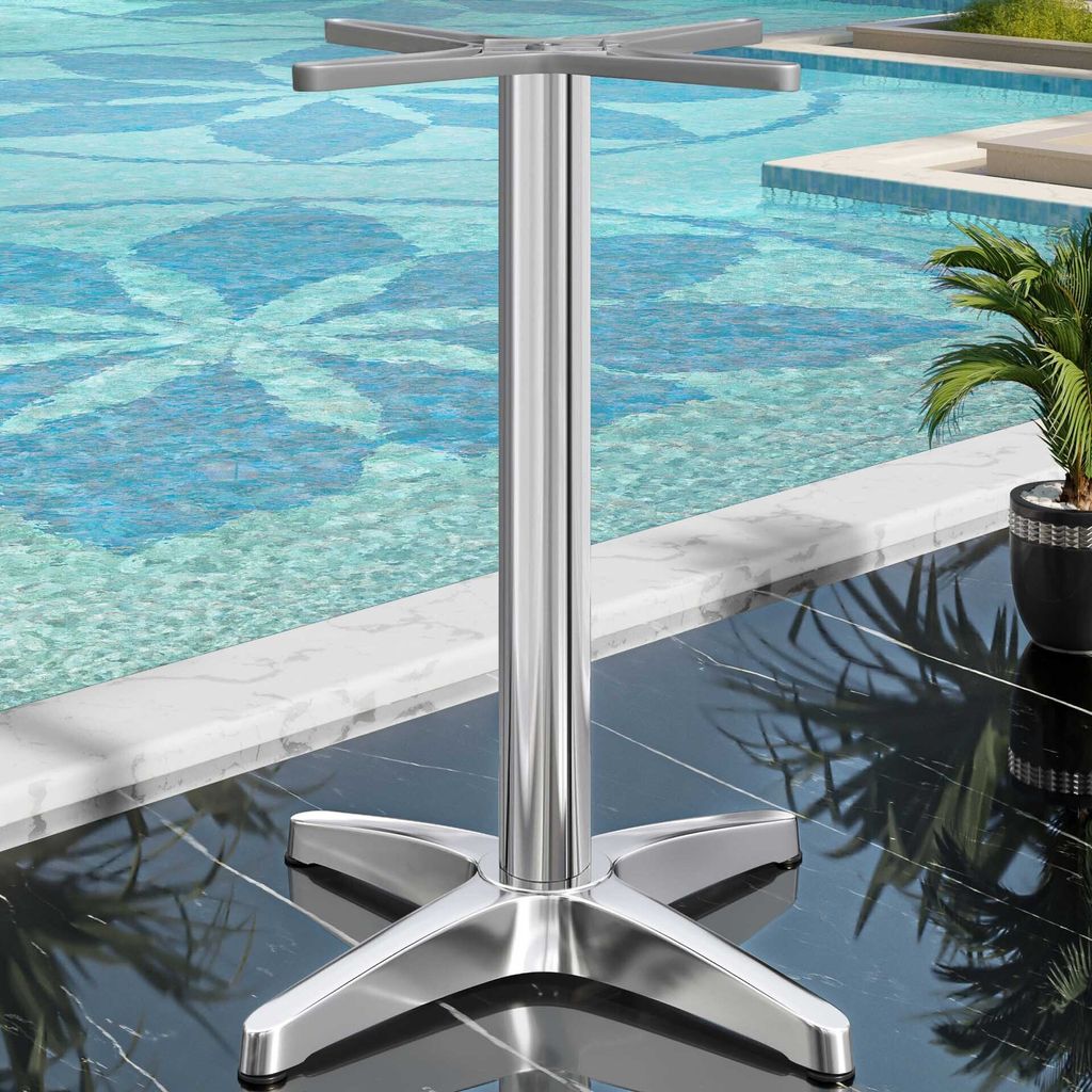 BARCELONA | Bistro Stehtischgestell | Alu | 4 Fuß: Ø 58 cm | Säule: 6 x 109 cm | Stehtischgestell Outdoor, Tischgestell Aluminium, Gastro Stehti...