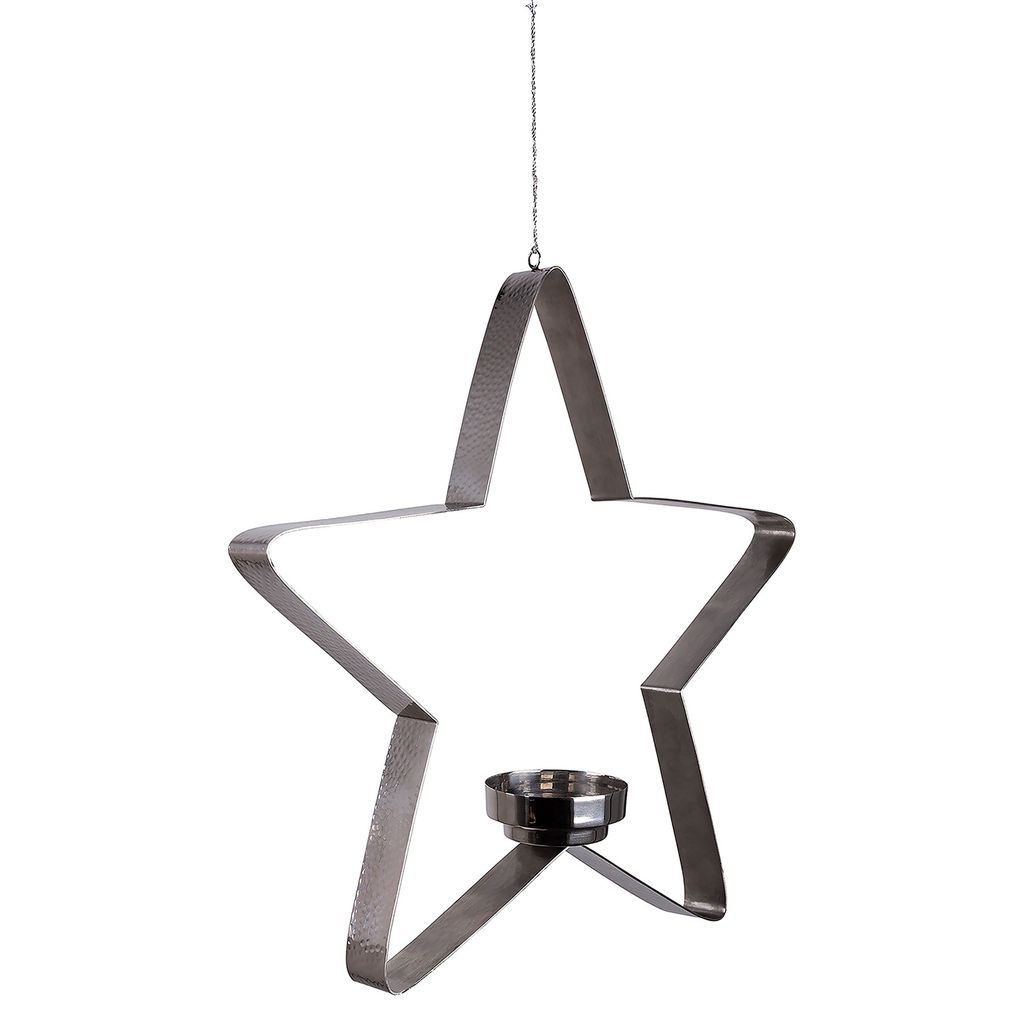 STACEY Teelichthalter - H.41cm x D.40cm - Edelstahl - silberfarben