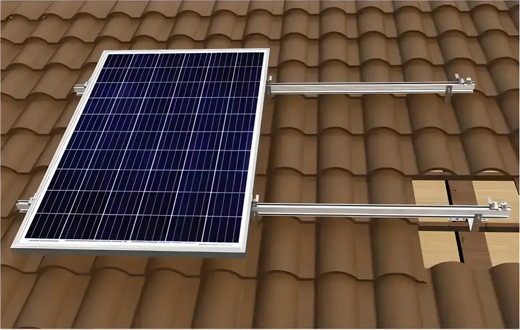 Support Solaire pour Toit en Tuiles - Kit Fixation 1 Panneau PV Noir