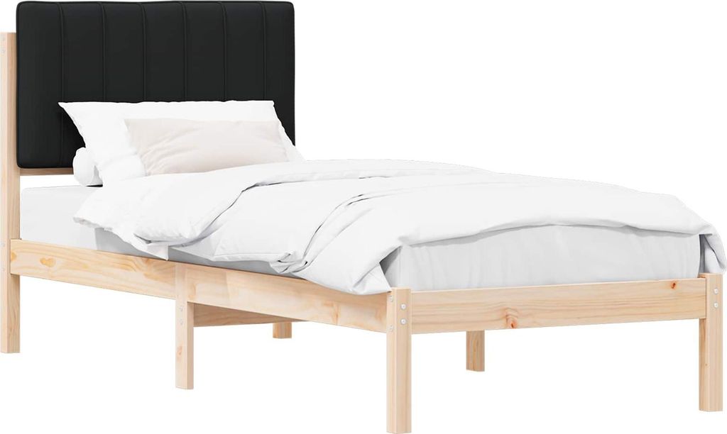 vidaXL Bettgestell mit gepolstertem Kopfteil Schwarz 80 x 200 cm
