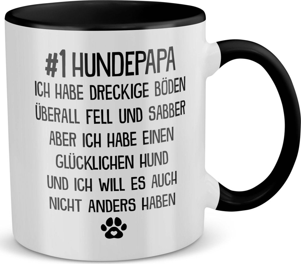22Feels Bester Hundepapa Tasse Herrchen Geschenk Hundeliebe Welpe Kaffeetasse Hund Dog Dad Haferl Männer Geburtstag Vatertag Weihnachten (Weiss-Sc...