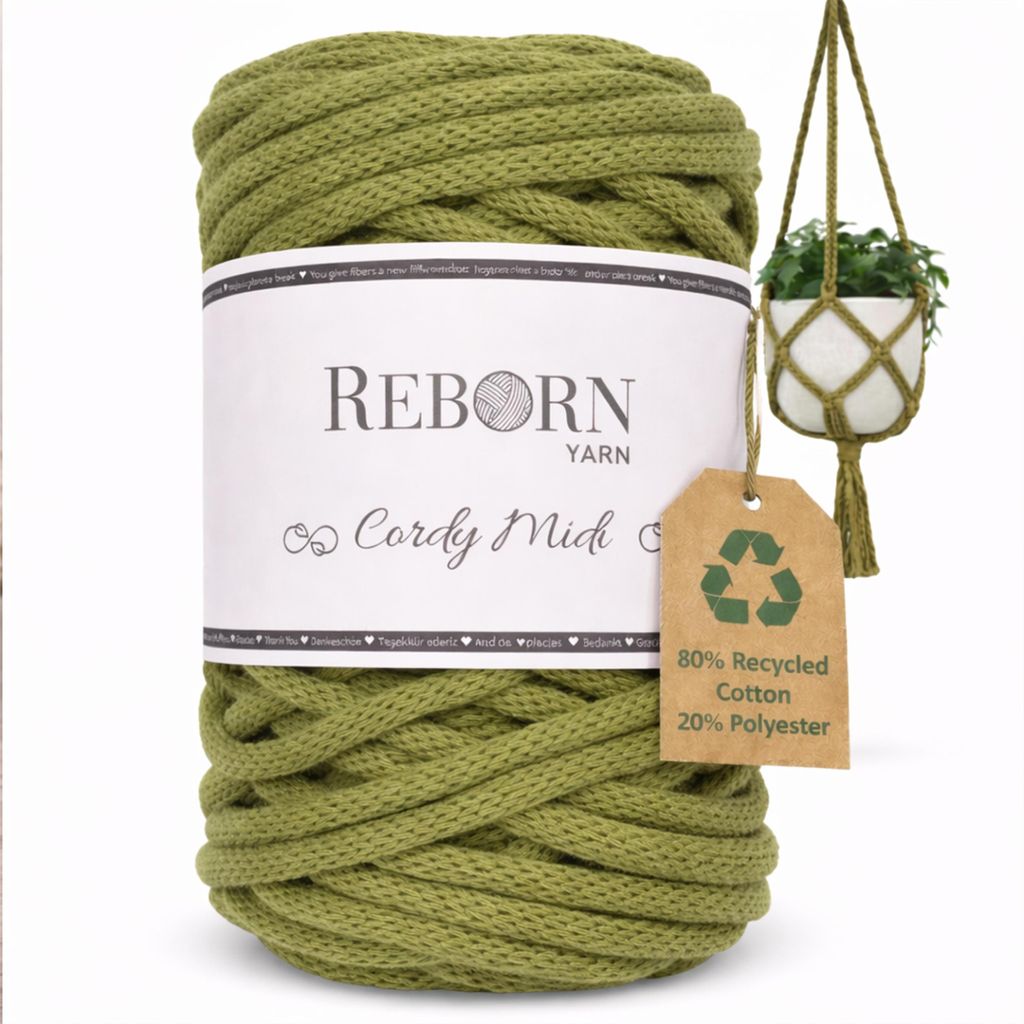 Makramee Garn 4mm Cordy Midi, 250g Baumwollkordel, weich & reißfest 162 Olive Green