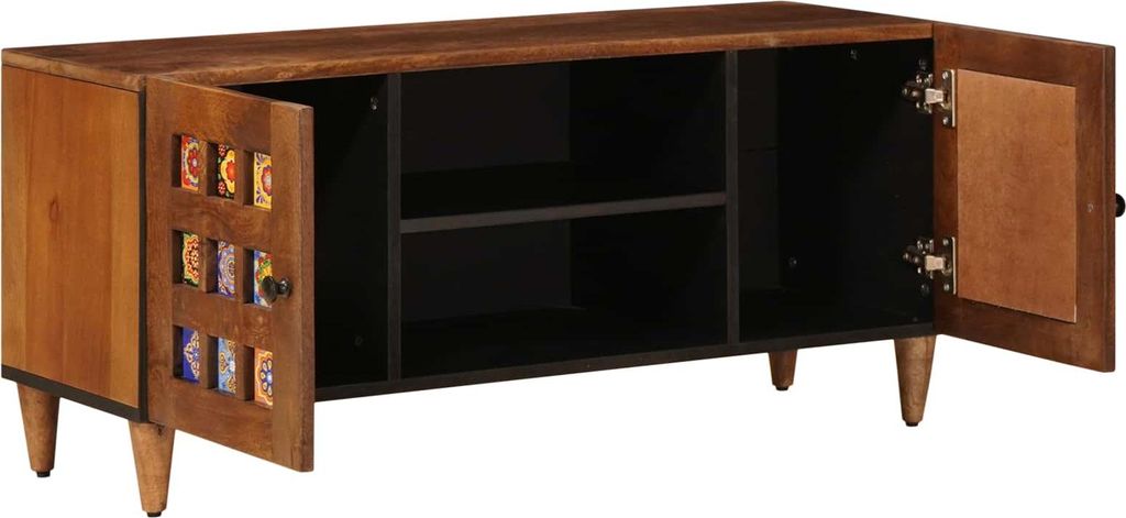 vidaXL TV-Schränk mit Regal Walnuss 105 x 33 x 46 cm Massivholz Mango