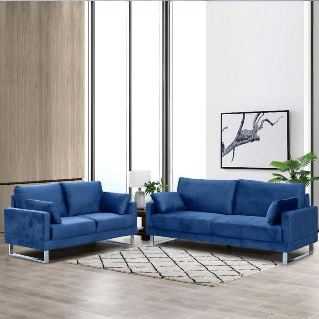 Happy Home Sofa Set 2 tlg Couchgarnitur mit 3 Sitzer und 2 Sitzer ergonomisch gepolstert modernes Design für Wohnzimmer
