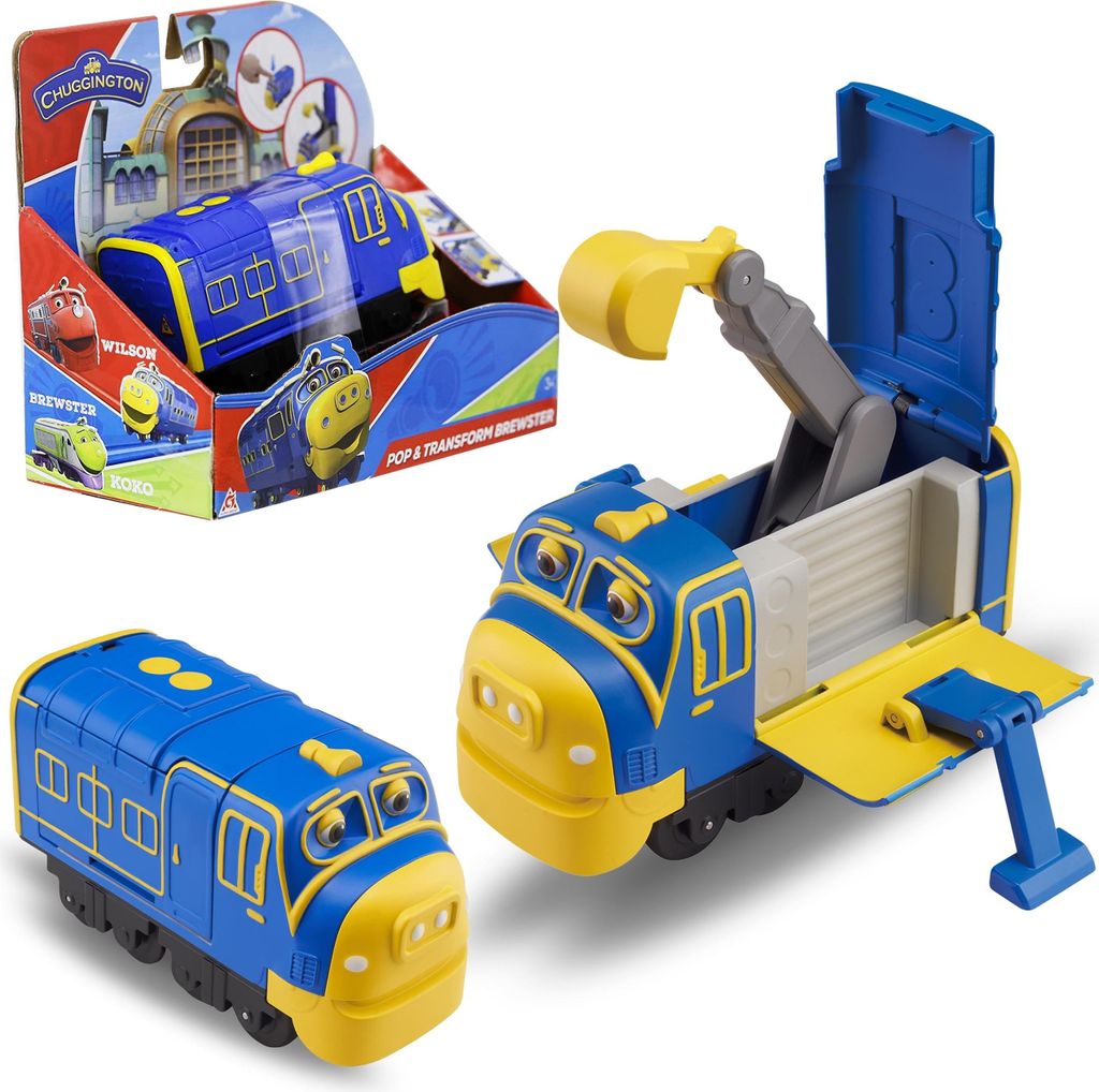 Chuggington Bruno Lokomotive, Verwandlungsfunktion in Bagger, Baumaschinen Spielzeug für Kinder 3+