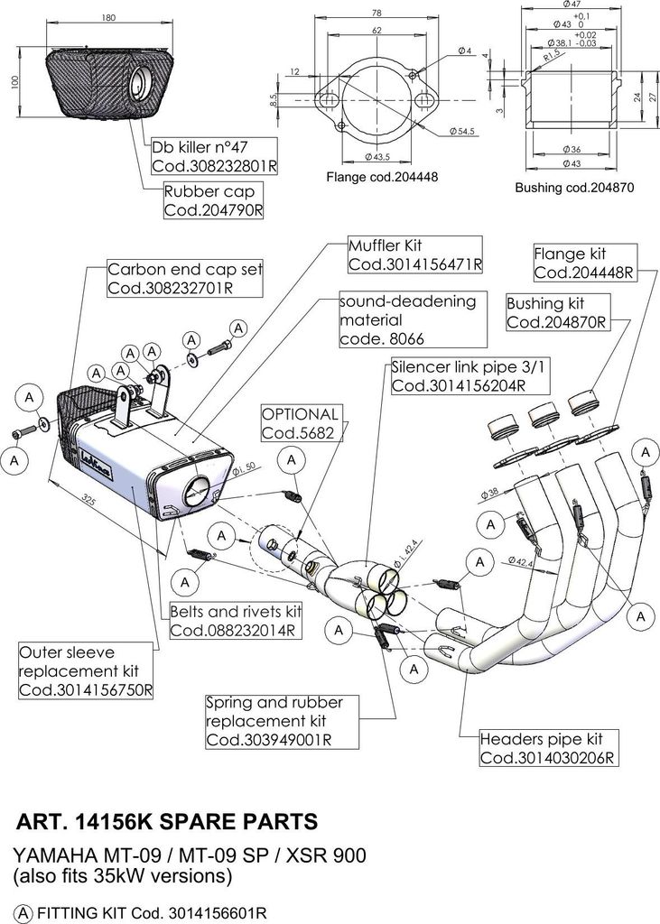 Auspuffhalterung LeoVince Auspuff-Ersatzteil Schrauben Haltesatz für Yamaha XSR 900 Bj. 2016