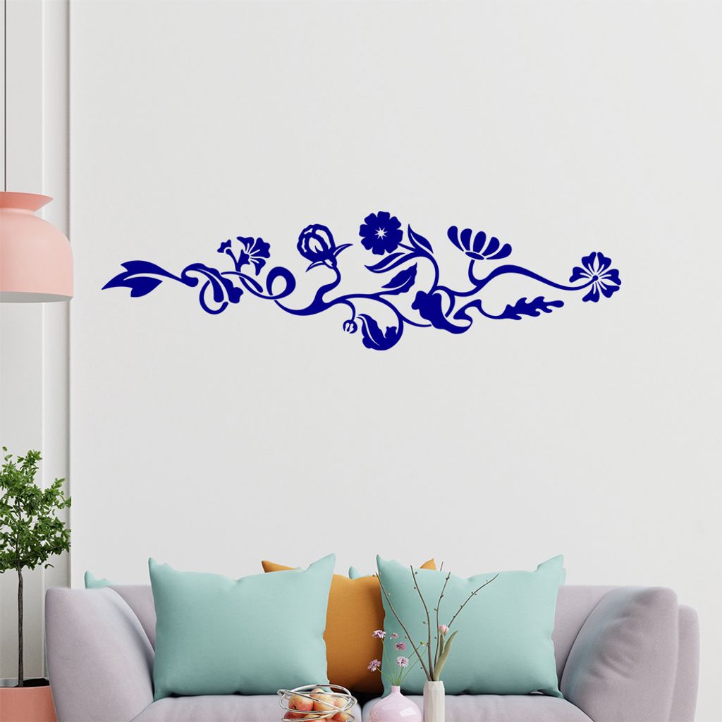Blüten - Bläter - Ranke Wandtattoo in 6 Größen - Wandaufkleber Wall Sticker - Dekoration, Küche, Wohnzimmer, Schlafzimmer, Badezimmer