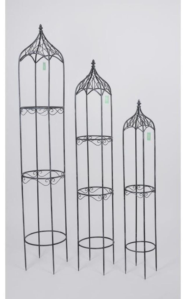 Jeu de 3 treillis métalliques Gris Grille Roses Plantes Image du produit 