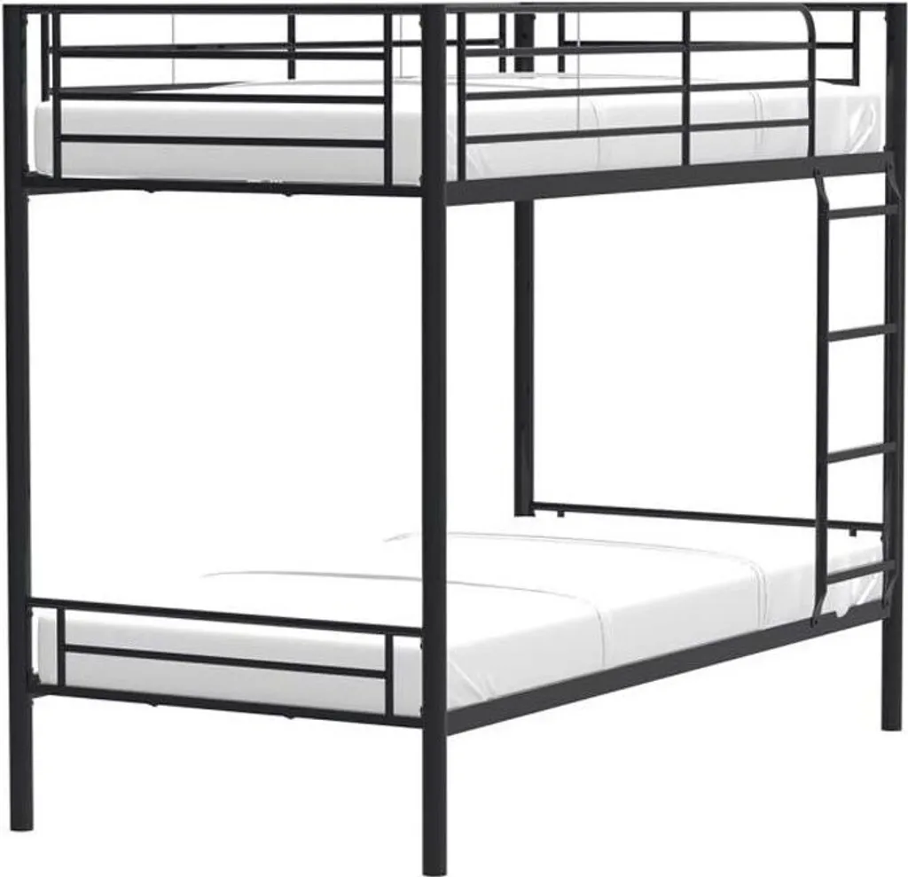 Lit superposé métal ALICE 90x190 cm Noir avec sommiers boxspring inclus