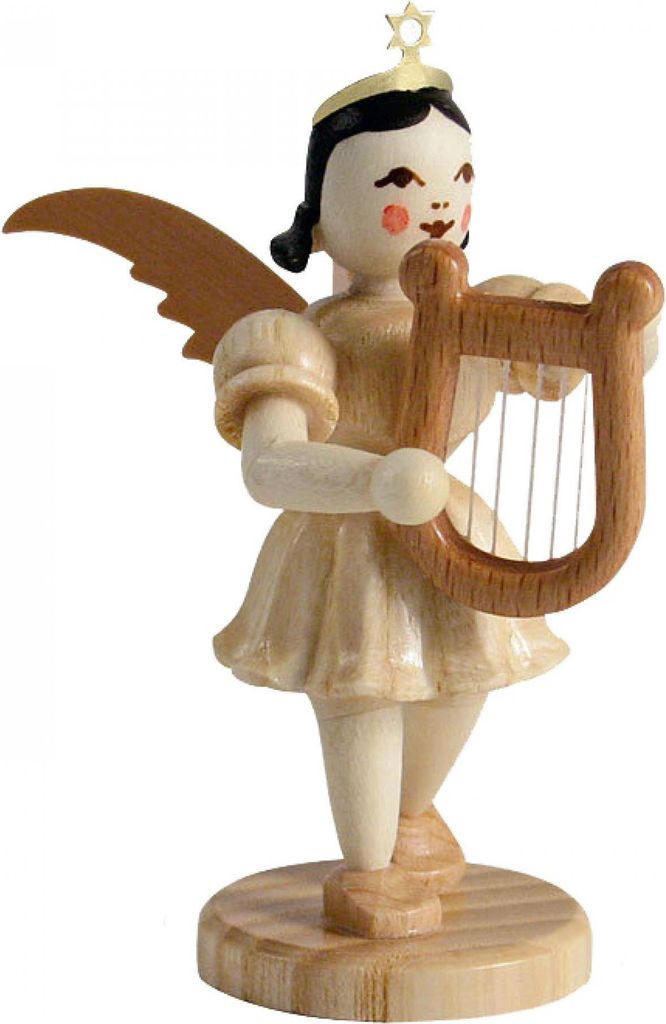 Engel mit Lyra, natur HxT 7x4cm NEU