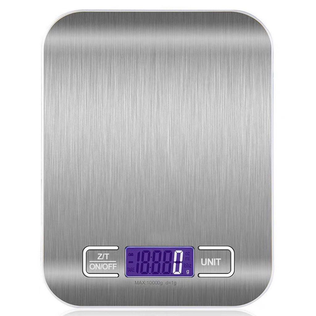 Digitale Küchenwaage 10kg gebürstete Edelstahl Wiegefläche LCD Display Feinwaage Waage