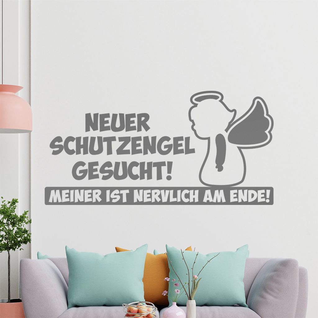 KIWISTAR Neuer Schutzengel gesucht! Meiner ist nervlich am Ende! - Glück Pech Schicksal Wandtattoo in 6 Größen - Wandaufkleber Wall Sticker - De...