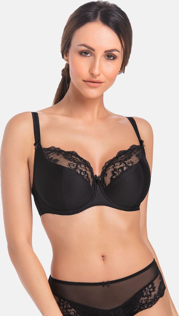 Teyli Ungepolsterter Soft Bügel-BH mit floraler Spitze Exclusive Female 215 schwarz 70L