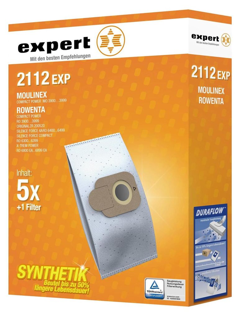 Expert 2112 EXP, Staubbeutel, Beige, Weiß, Synthetisch, 5 Produktbild 