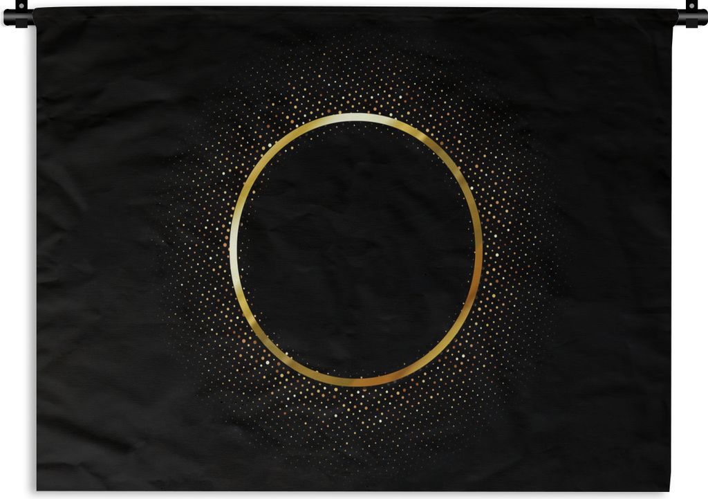 MuchoWow Wandteppich Wandbehang Abstraktes Bild eines goldenen Kreises mit Sternen 150x112.50 cm Tapisserie Dekoration Wandtuch - Wanddecke - Wan...