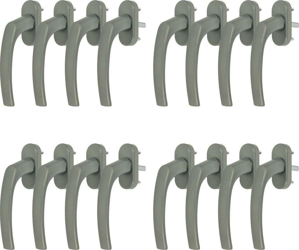 16 x Alu Fenstergriff in Dunkelsilber F9 - Stiftlänge 35mm