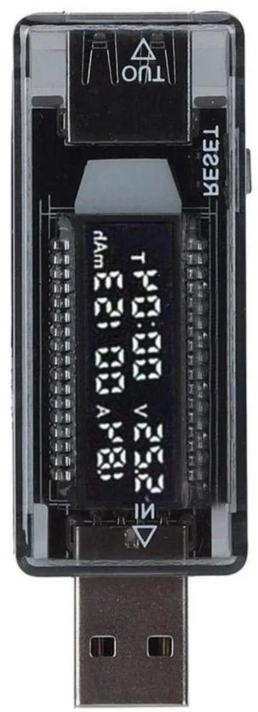 Voltmètre Ampèremètre USB Digital Testeur Courant Tension Noir Compact