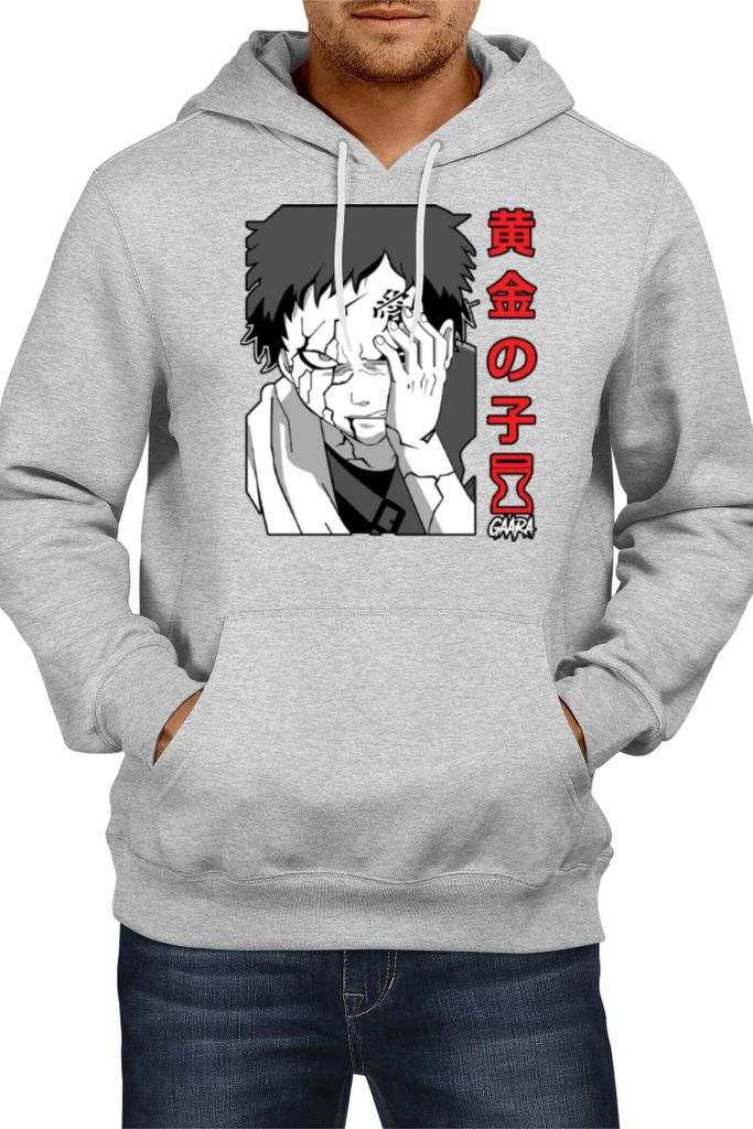 Herren Kapuzenpullover Japan Manga Comics Anime Naruto Gaara 02 Var-039 Sand Hokage, Man M / Grau