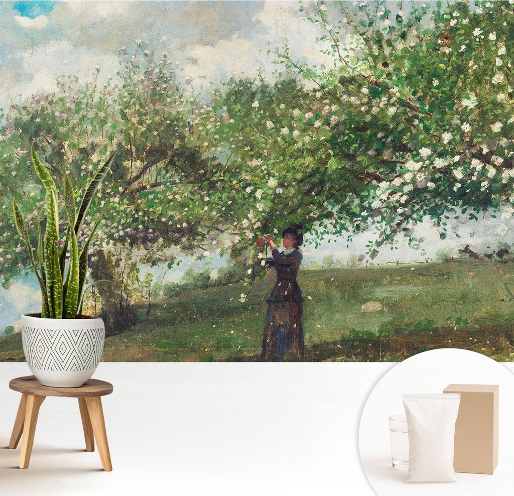 Fototapete - 208x146 cm - Tapete - Wandtapete - Wandbilder - Dekofolie - Tapete Folie - Wand - Dekoration - Wohnzimmer - Frühlingsszene