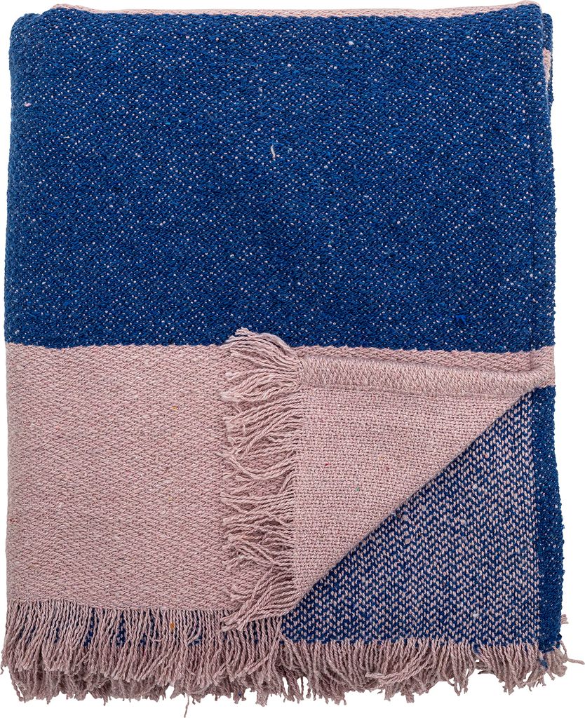 Bloomingville Cadeo Decke, Blau, Recycelte Baumwolle Produktbild 