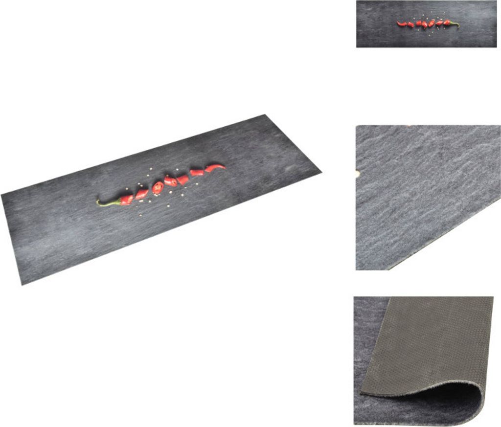 vidaXL Küchenbodenmatte Waschbar Pfeffer 60x180 cm - Fußmatten
