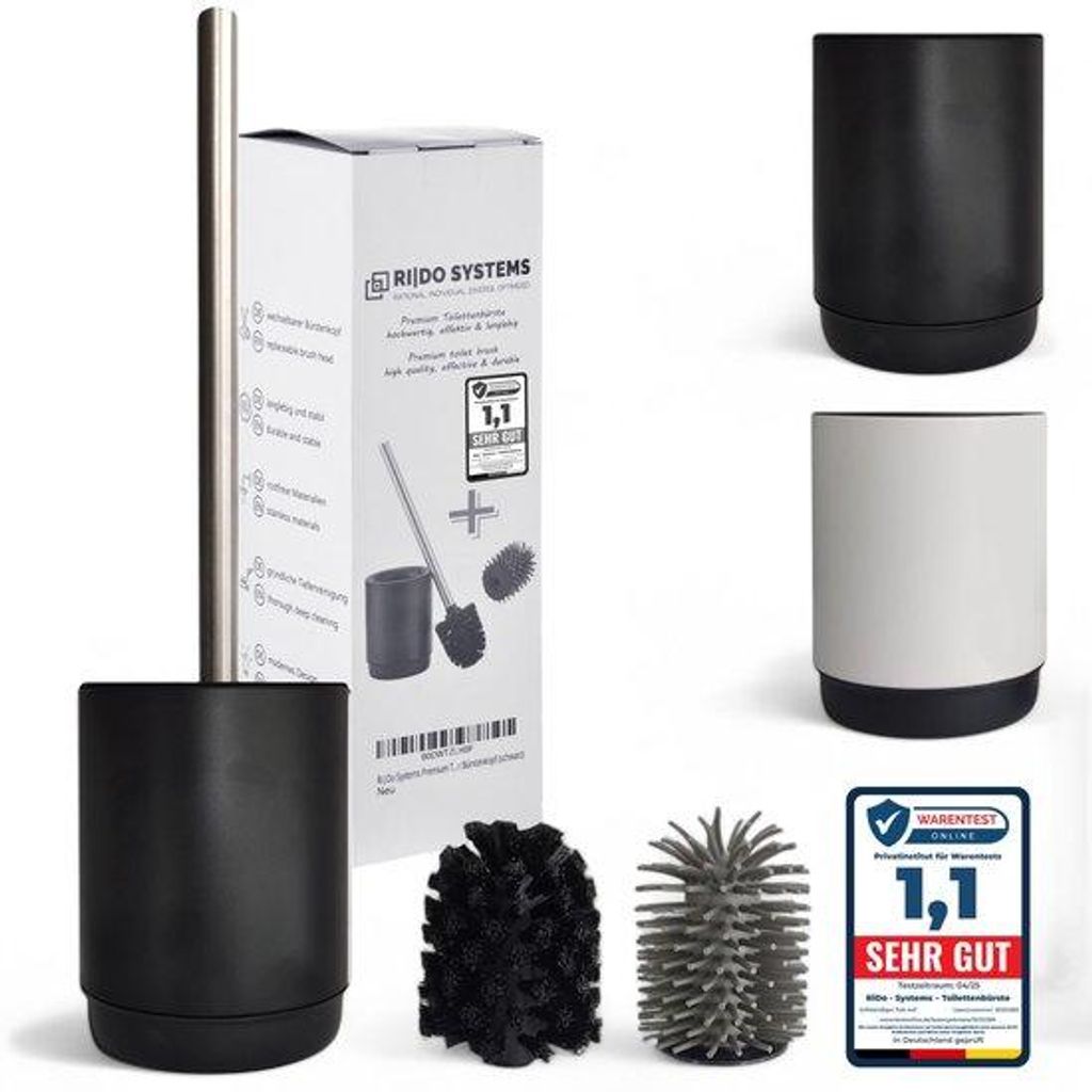 Toiletborstel Schwarz Edelstahl Handgriff Bad