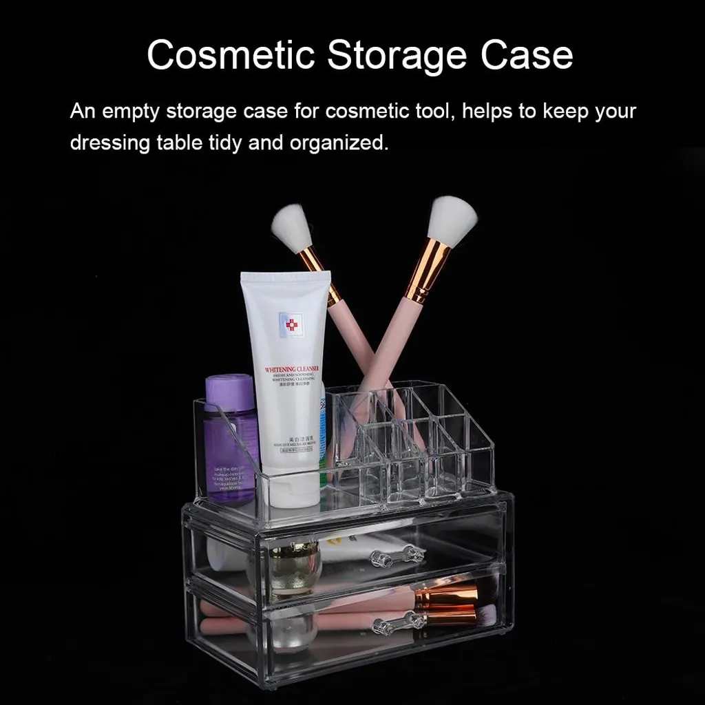 Trousse de toilette transparente à tiroir coulissant et multi-niveaux