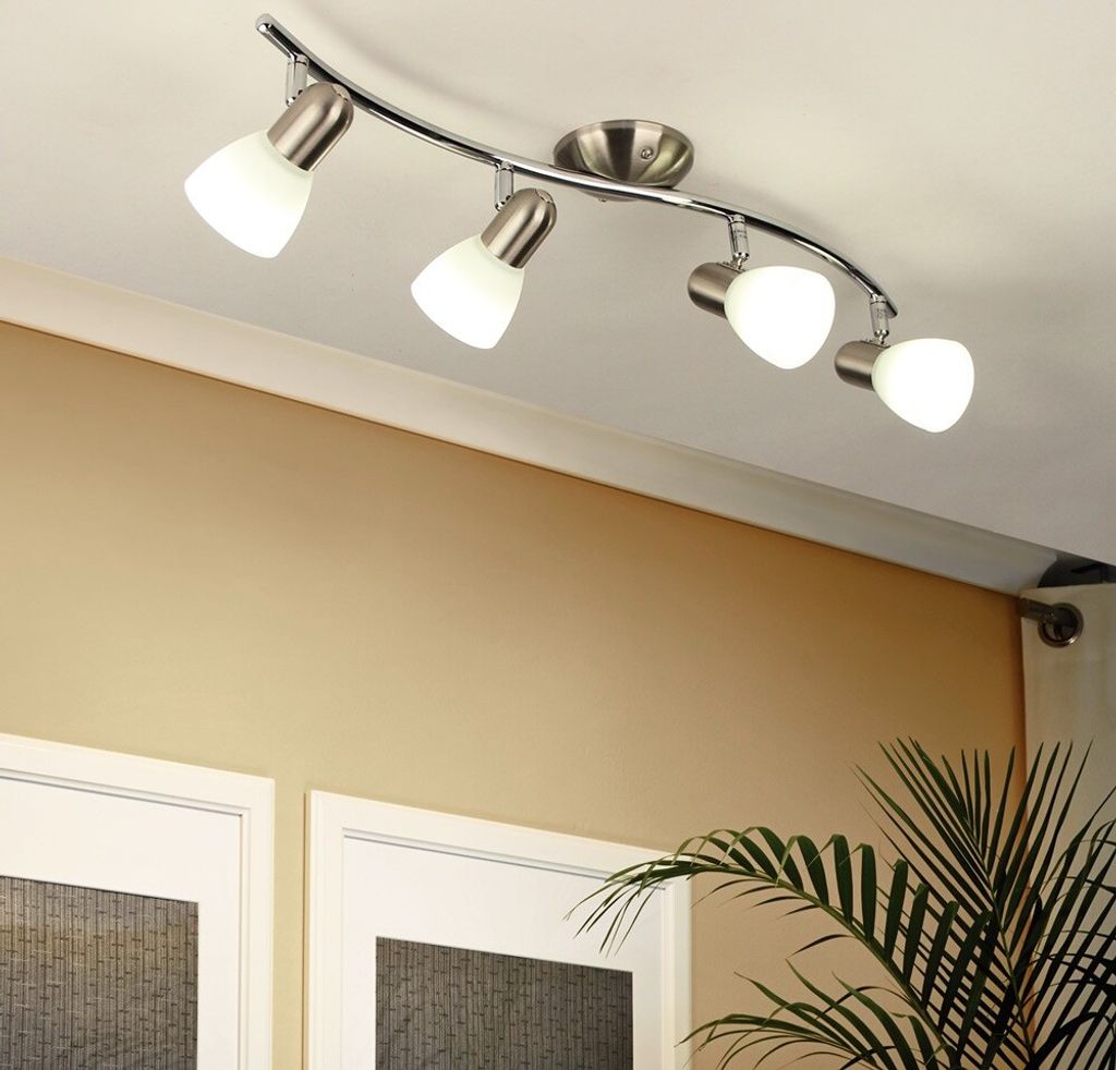 LED Spot Lampe Leuchte Deckenleuchte nickel matt Glas 4 Flammig Eglo 75301