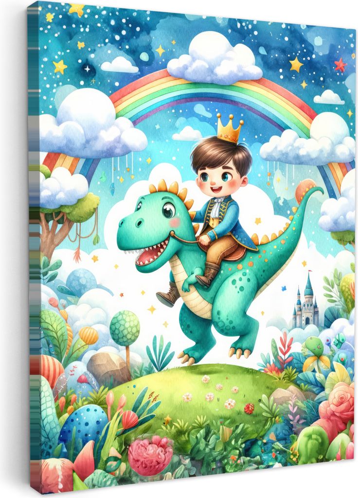 Wanddeko 60x80 cm - Kinder Jungen - Dino - Prinz, Wandbilder, Wanddeko Wohnzimmer, Bild