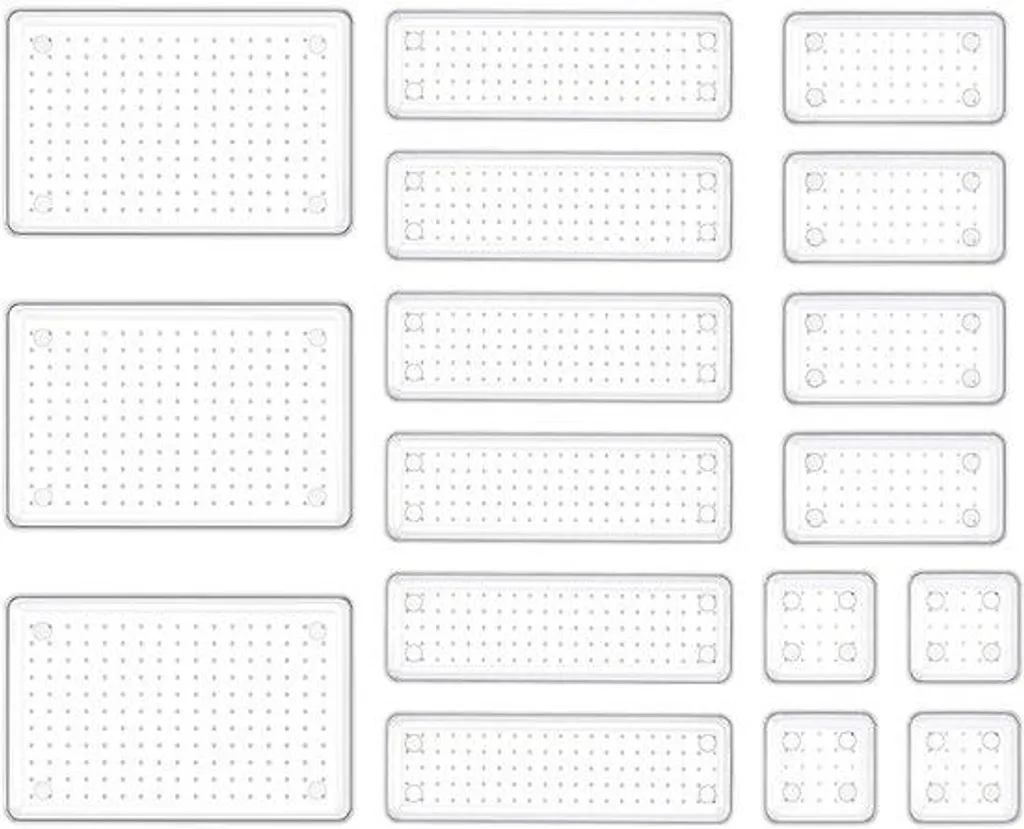 Bac de rangement transparent lot de 4 tailles avec finition de luxe