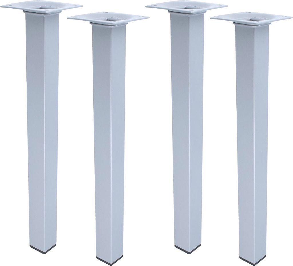 Möbelstempel 4er Set Möbelfüße Tischbeine Möbelstützen Silber 25x25mm eckig Sofafüße 300mm