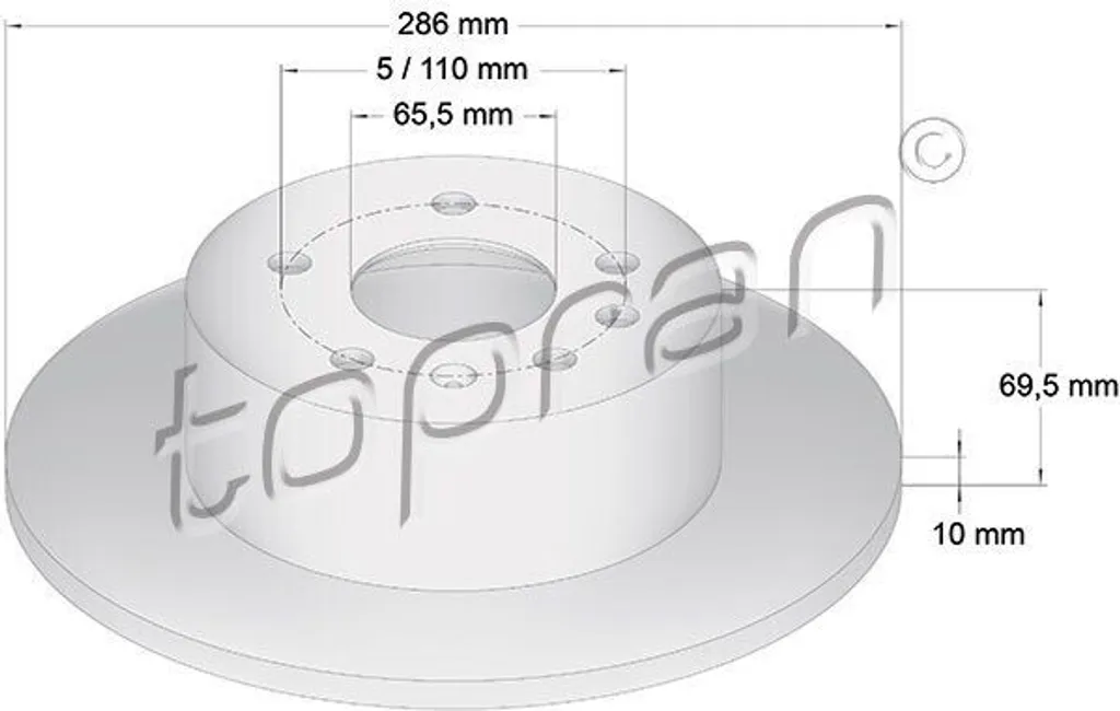 Disque de frein arrière plein pour Opel Vectra B J96 série Topran