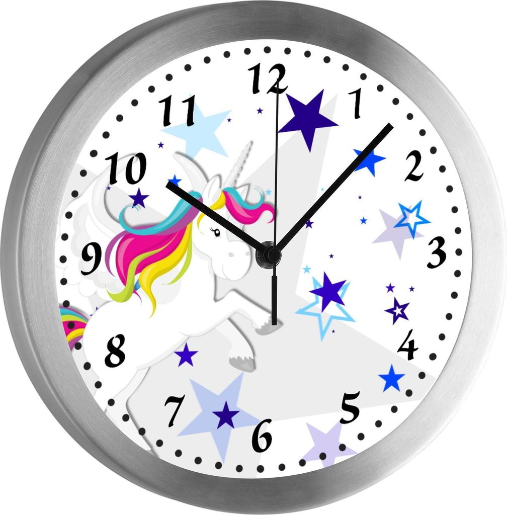 Funkuhr, Kinder Wanduhr, Kinderuhr, Kinderzimmer Pegasus Sterne blau