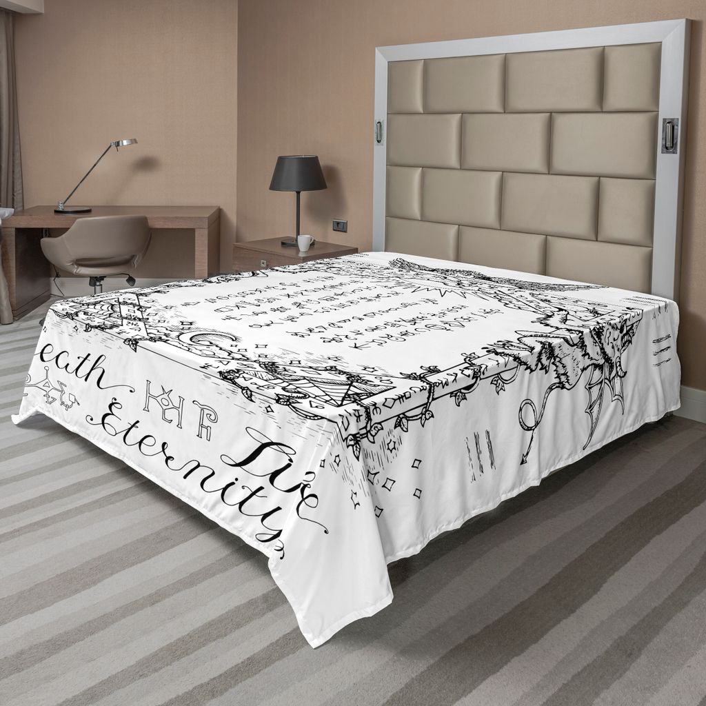 ABAKUHAUS Okkulte Bettlaken, Gotische mittelalterliche Zauber- und Bann-Symbole ewiges Leben-Ritual-Diagramm-Themed Artwork, weiches bequemes obere...