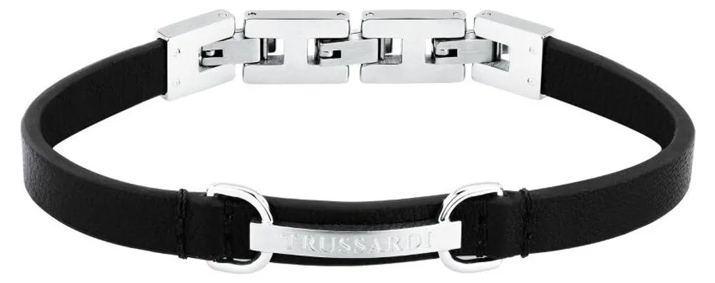 Bracelet homme cuir noir T-Leather TJAXZ08 avec surpiqûres de qualité