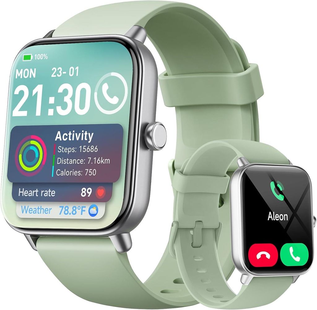 Smartwatch Herren Damen mit Telefonfunktion,1.8" Smart Watch Fitnessuhr mit Whatsapp und Alexa,Herzfrequenz Schlafmonitor,120+ Sportmodi Fitness Tr...
