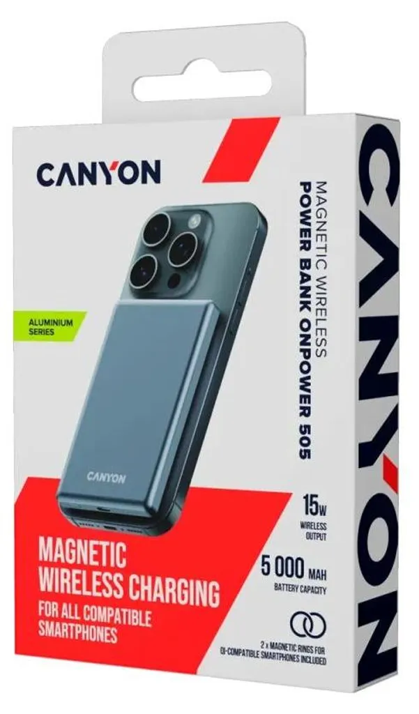 Batterie Externe Slim PD 20W Canyon OnPower 505 avec Fixation Magnétique