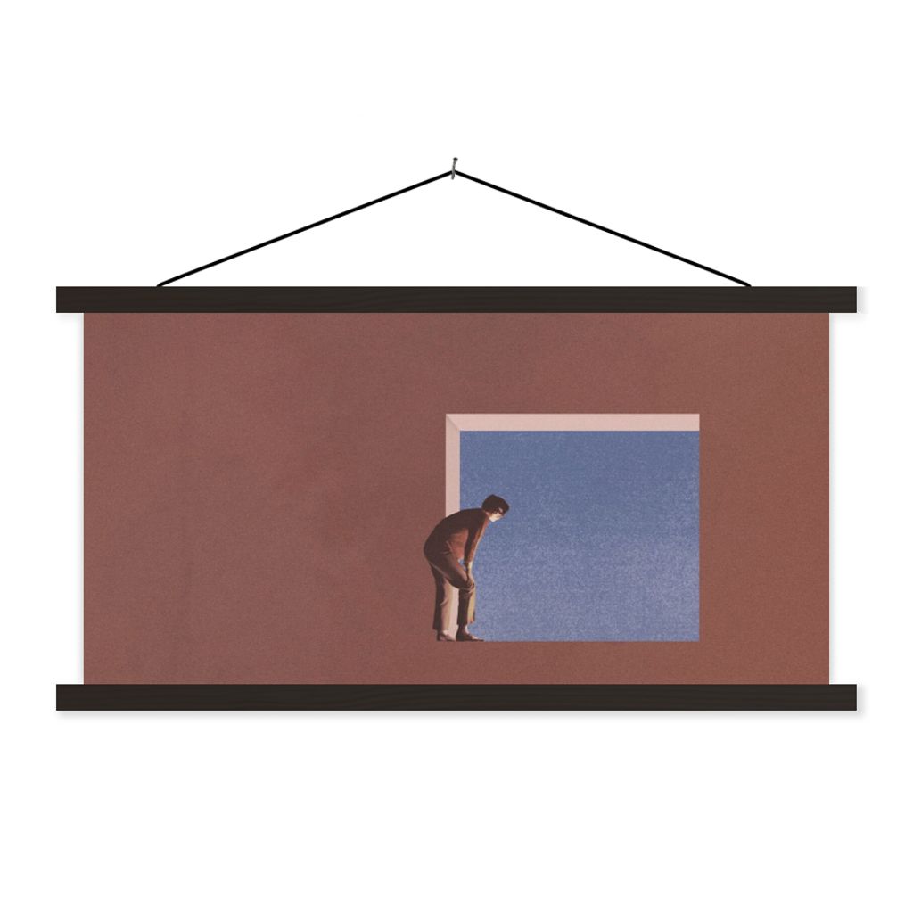 MuchoWow Textilposter Mensch - Jahrgang - Design 150x75 cm mit schwarzem Rahmen - Posterleiste