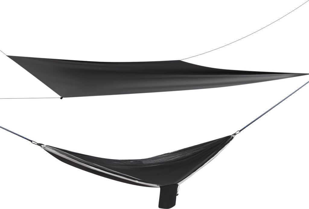 2,9*1,4m Outdoor Hängematte mit Moskitonetz Tarp bis 200kg (Schwarz, Grau)