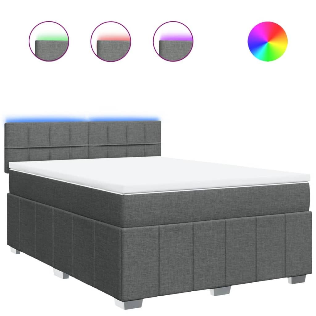"WINTER SALE"Boxspringbett Modernes/Doppelbett - Polsterbett Erwachsene/r /Kind - mit Matratze Dunkelgrau 160x200cm Stoff - Klassische Betten NeuM...