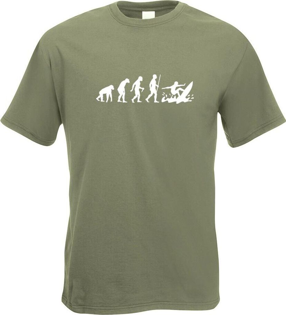 Kiwistar - T-Shirt - Olive - Surfen Wellen Evolution 3 Motiv Bedruckt Funshirt Design Print - mit Motiv Bedruckt - Funshirt Design - Sport - Freize...