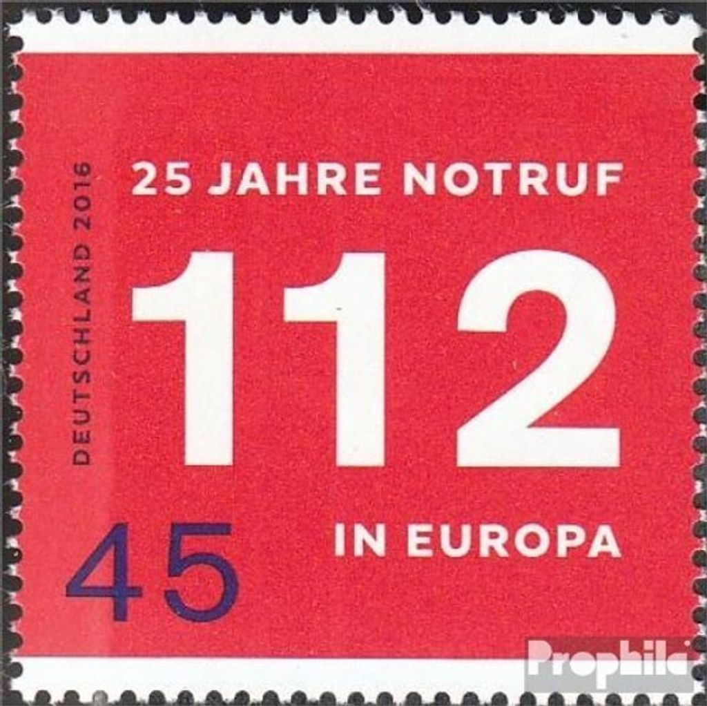 Briefmarken BRD (BR.Deutschland) 2016 Mi 3212 (kompl.Ausg.) postfrisch 25 Jahre Notruf 112